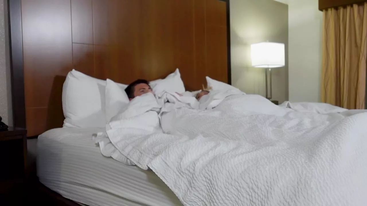 Blonde Stepmom and Stepson Share Hotel Bed