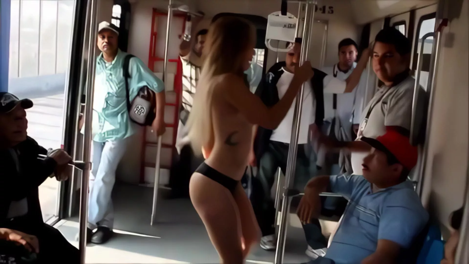 Mujer Luna Bella Goes Topless On A Public Train [1080p AI Upscaled] - Bella  A