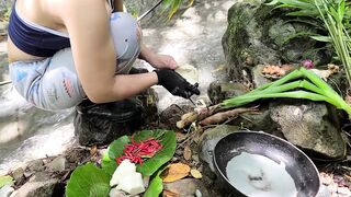 Pinay Outdoor Porn Harvest and Cooking Bamboo Shoots