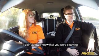 Fake Driving School - British ginger babe Ella Hughes gets her perfect pussy fucked during driving l